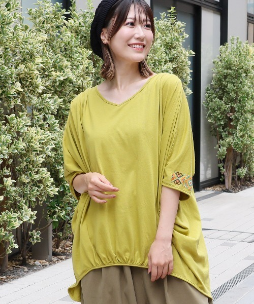 チマラのチュニック チチカカ tシャツ クロスミックス刺繍ドルマンチュニック