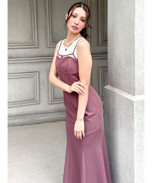 ワンピース SPORTMAX STRETCH SILK CHEMISIER OVER RESEXXY ワンピース パイピングキャミワンピース : ZOZOTOWN
