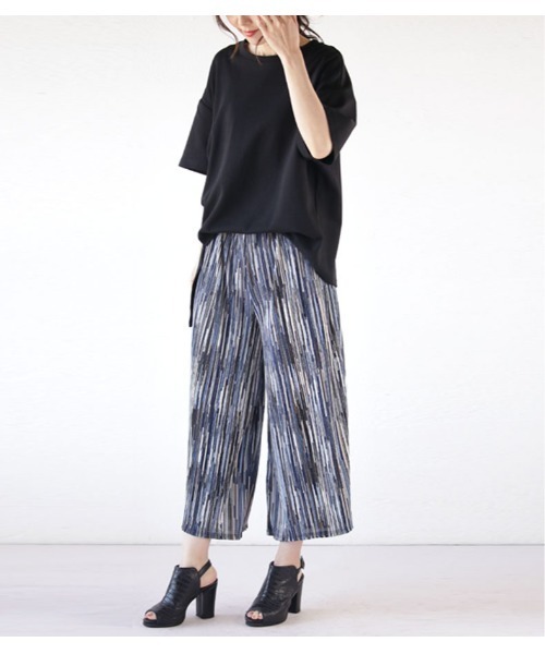 TAO タオ クロップドパンツ 青x白(ストライプ) S 2012223S0178 TAO タオ クロップドパンツ S 青x白(ストライプ)