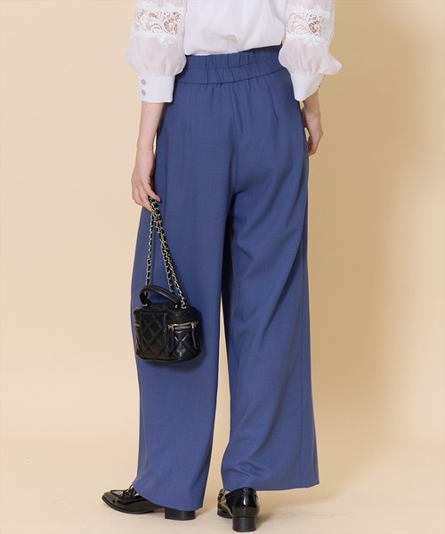 パンツ サイドビット付きタックフレアパンツ レディース