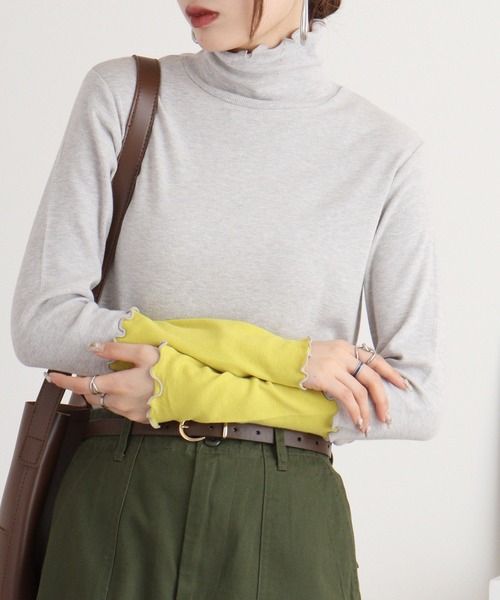 tシャツ Anna Nicola 配色テレコカットソー レディース
