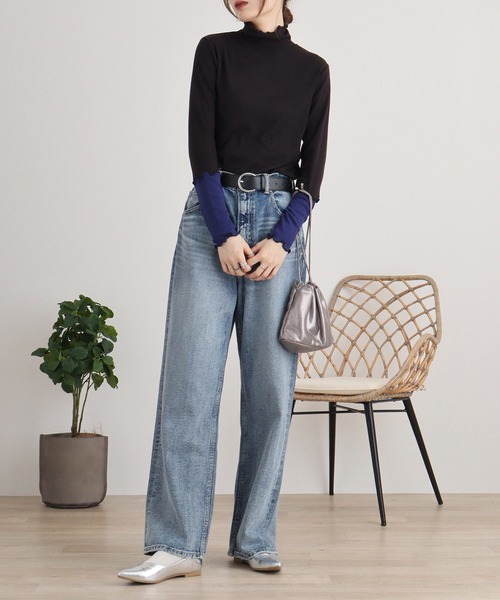 tシャツ Anna Nicola 配色テレコカットソー レディース Anna Nicola tシャツ 配色テレコカットソー レディース