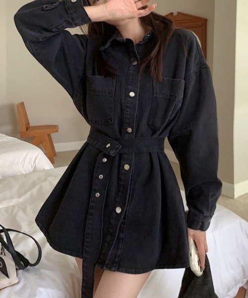 極美品 DIESEL デニム ワンピース シャツ ブラウス ウエストベルト gossip!ロサンゼルス ブラウス シャツ ウエストベルト ざっくり