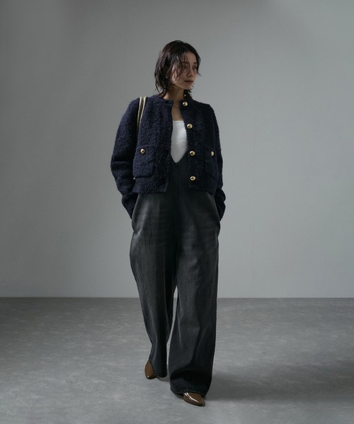 SALON adam et rope' カーディガン 「WEB限定」メタルボタン