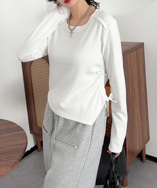 aimoha（アイモハ） tシャツ サイドリボンロングスリーブトップス