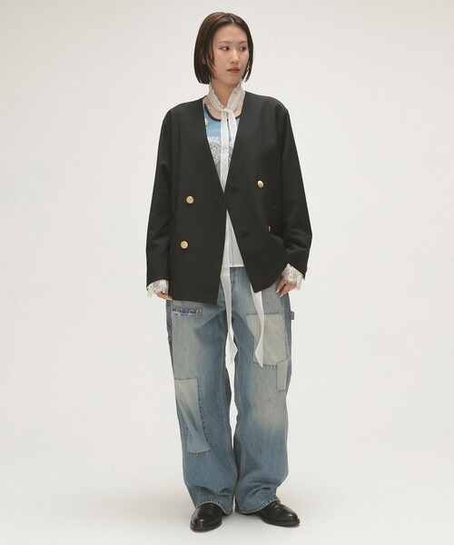 BEAMS BOY ジャケット ノーカラージャケット maturely / ダブル