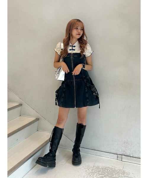 jouetie（ジュエティ） ジャンパースカート フロントZIPデニムミニ