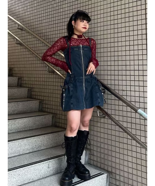 jouetie（ジュエティ） ジャンパースカート フロントZIPデニムミニ