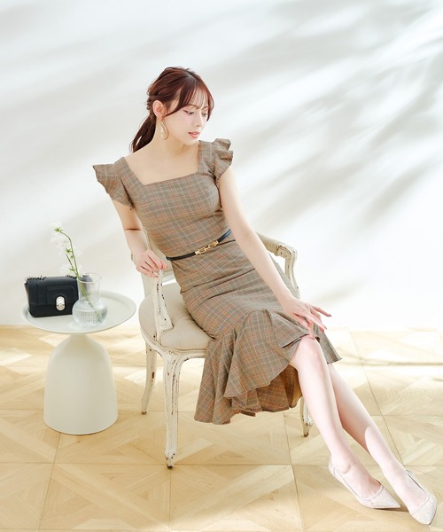 sugar nine ワンピース 「ワンピース」チェック柄フリルマーメイド