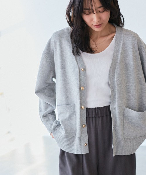 ROPE' PICNIC カーディガン シルク混Vネック金ボタンニット