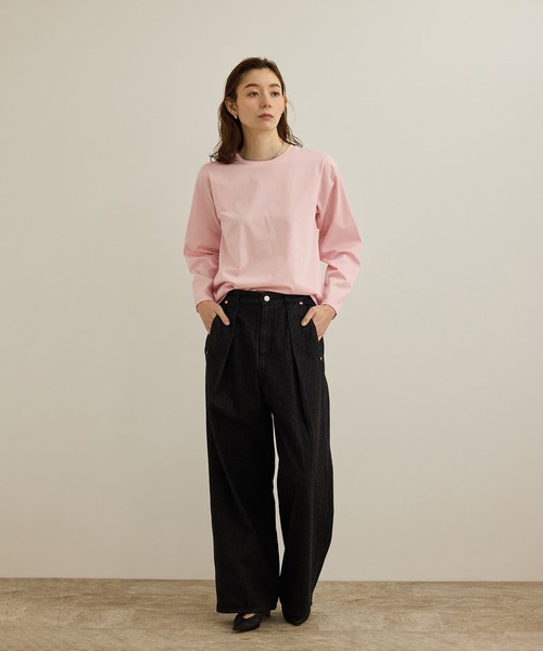 tシャツ 「洗える」コットンプレーティング天竺カーブスリーブカットソー レディース ROPE' tシャツ 「洗える」コットンプレーティング天竺カーブ