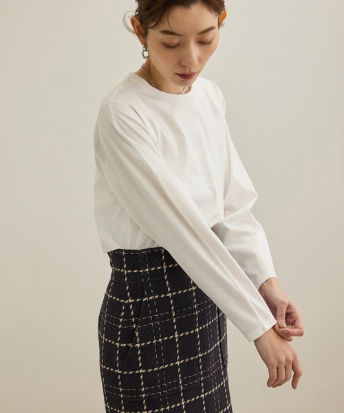 【洗える】コットンプレーティング天竺カーブスリーブカットソー ROPE' tシャツ 「洗える」コットンプレーティング天竺カーブ