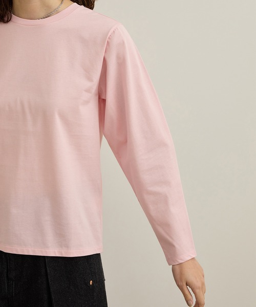 tシャツ 「洗える」コットンプレーティング天竺カーブスリーブカットソー レディース ROPE' tシャツ 「洗える」コットンプレーティング天竺カーブ