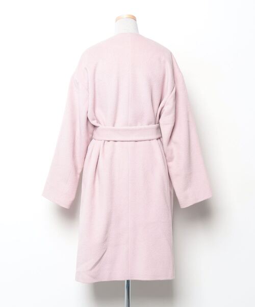 「MADEMOISELLE ROPE'」 ノーカラーコート 38 ピンク レディース_画像2