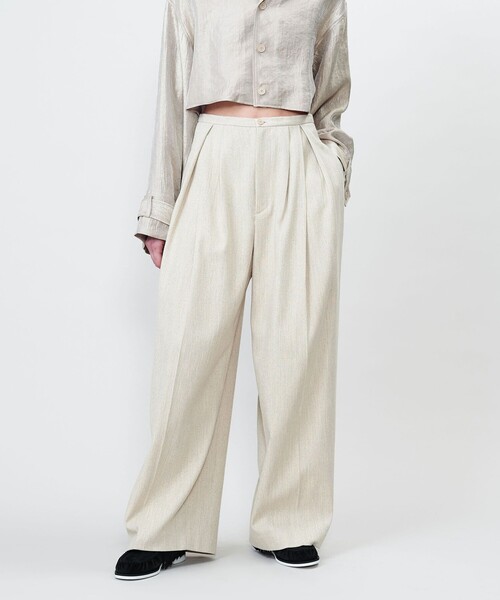 ASTRAET パンツ 「ASTRAET」スラブ タック ワイドパンツ