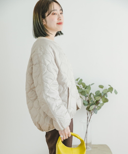 「ITEMS URBANRESEARCH」 ノーカラージャケット FREE カーキ レディース_画像2