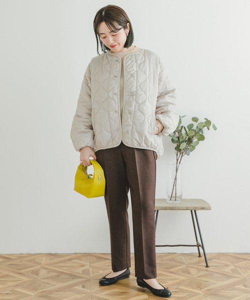 「ITEMS URBANRESEARCH」 ノーカラージャケット FREE カーキ レディース_画像4