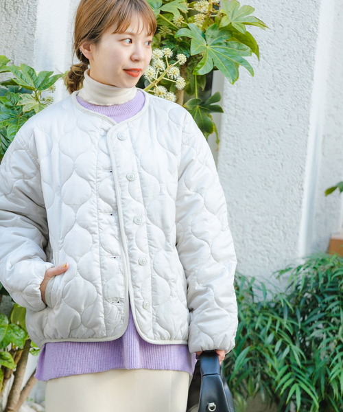 「ITEMS URBANRESEARCH」 ノーカラージャケット FREE カーキ レディース_画像5