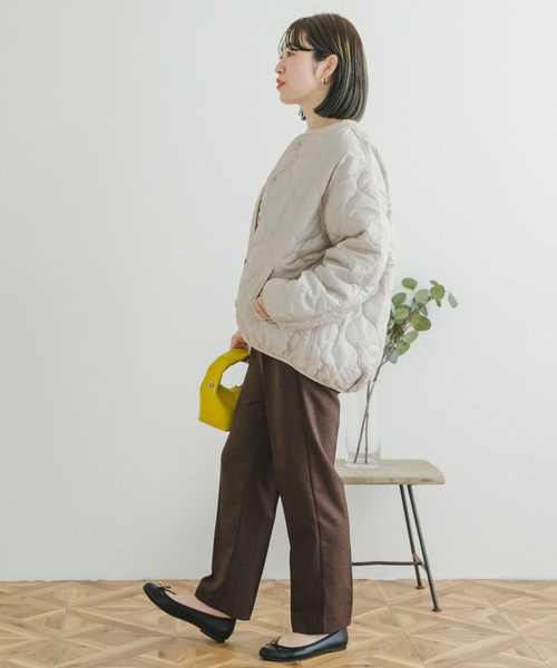 「ITEMS URBANRESEARCH」 ノーカラージャケット FREE カーキ レディース_画像6