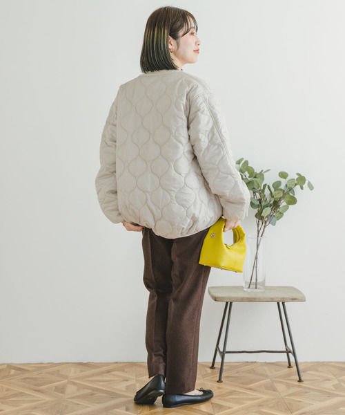 「ITEMS URBANRESEARCH」 ノーカラージャケット FREE カーキ レディース_画像7