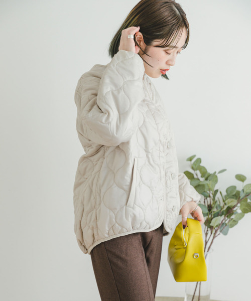 「ITEMS URBANRESEARCH」 ノーカラージャケット FREE カーキ レディース_画像8