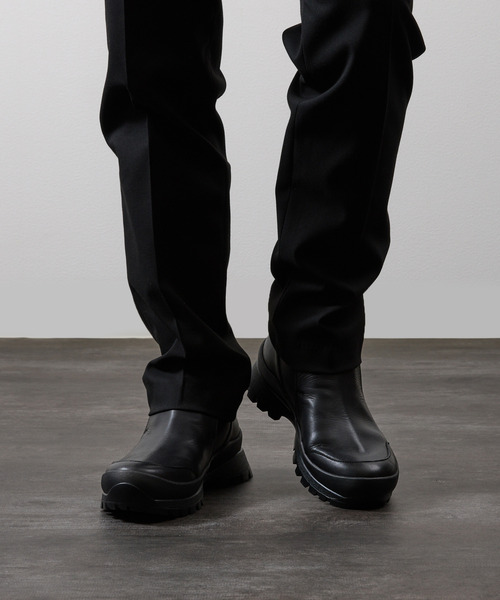 パドローネ PADRONE ブラック レザー ブーツ ビブラム ソール PADRONE パドローネ / WATER PROOF LEATHER SIDE GORE BOOTS [EDGAR