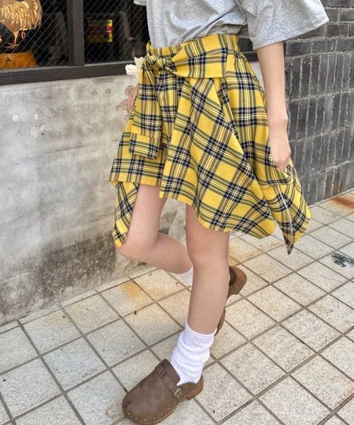 SOLLON. スカート チェックシャツ巻き風ミニスカパン : ZOZOTOWN