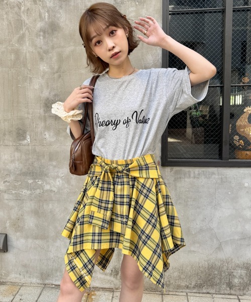 SOLLON.（ソルロン） スカート チェックシャツ巻き風ミニスカパン