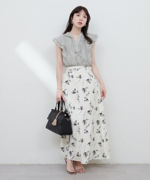 natural couture ブラウス シャツ ラッフルフリルキーネック