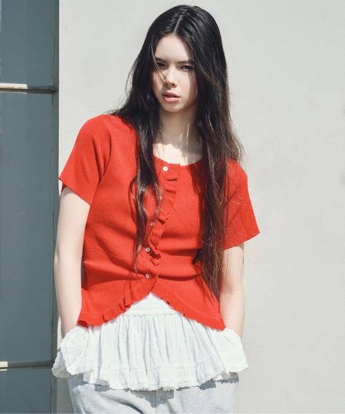 ゆう＠買い専 Heather ニット セーター フリルデザインニット（半袖） 452799