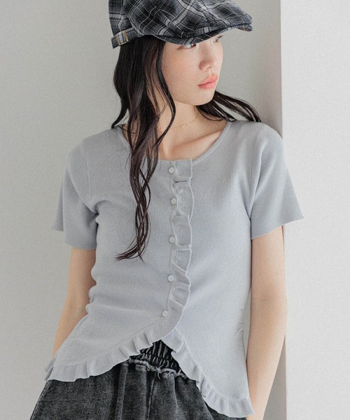 ゆう＠買い専 Heather ニット セーター フリルデザインニット（半袖） 452799