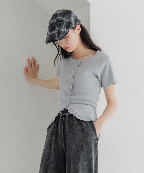 Heather ニット セーター フリルデザインニット（半袖） 452799