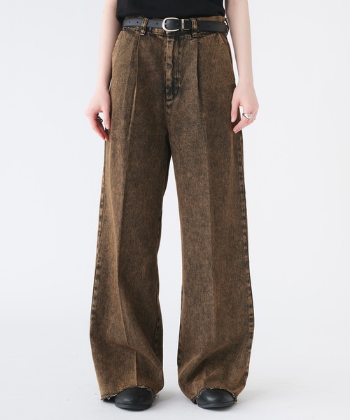 selle glant ジーンズ CUT-OFF WIDE STRAIGHT DENIM PANTS