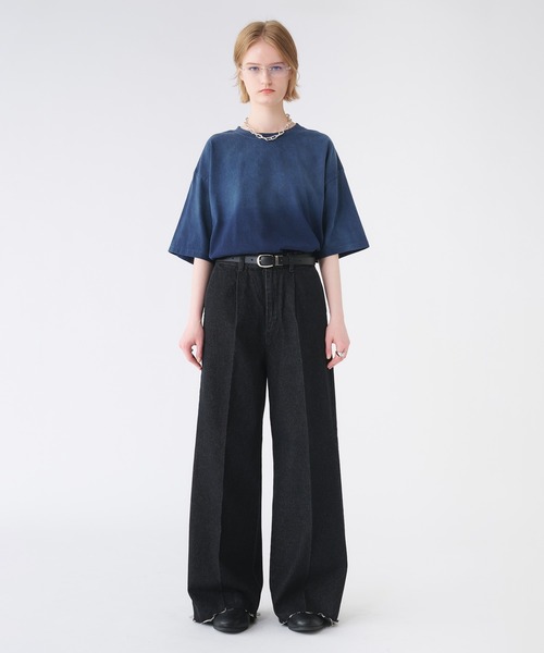 selle glant ジーンズ CUT-OFF WIDE STRAIGHT DENIM PANTS
