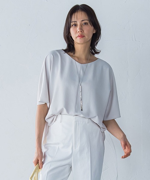 LAUTREAMONT ブラウス シャツ キレイ×リラックス ハーフスリーブ