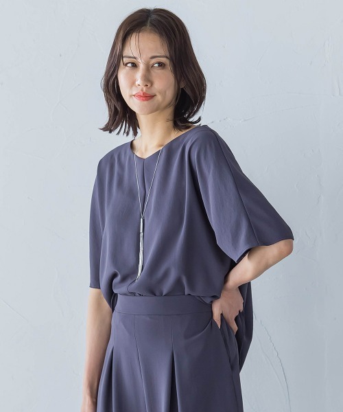 キレイ*リラックス ハーフスリーブブラウス≪洗濯機で洗える≫ キレイ×リラックス ハーフスリーブブラウス≪洗濯機で洗える