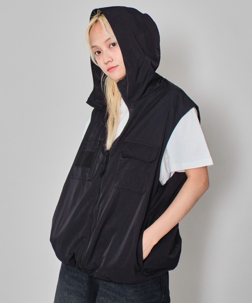 WEGO（ウィゴー） ベスト ジレ WEGO/フードナイロンベスト メンズ