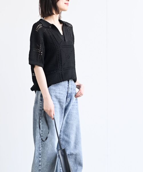 r・p・s ニット セーター 透かし編みスキッパーニットプル