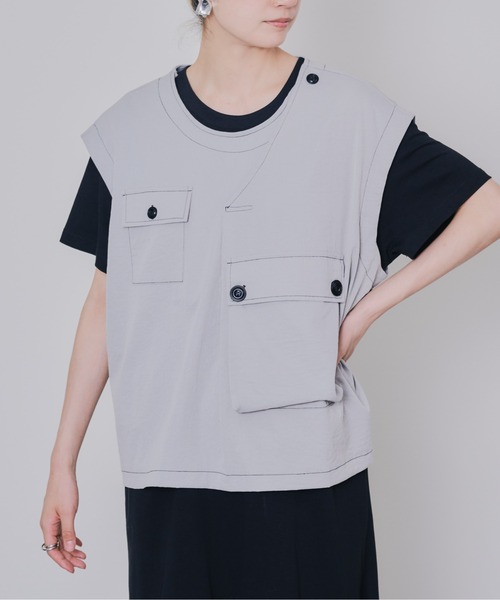 ベスト ジレ 「ZOZO限定商品」バックギャザーポケット付きトップス レディース