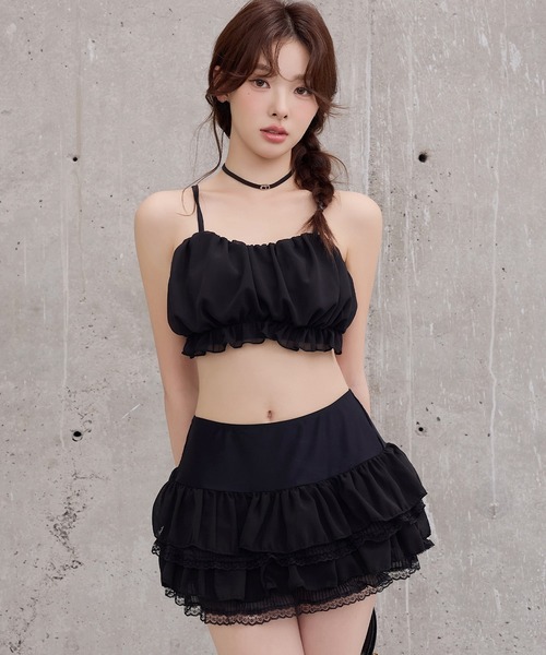 TeddyShop 水着 レディース水着 シアーレースフレアハイウエスト