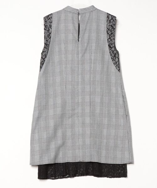 Her lip to チェック柄ノースリーブワンピース M グレー レディース