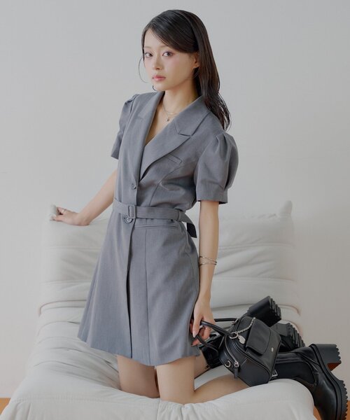 ★ChicLine★ ダブルボタンワンピース（ロング、ミニ） ワンピース ストライプ ダブルボタン[品番：JSFW0006361]｜JS