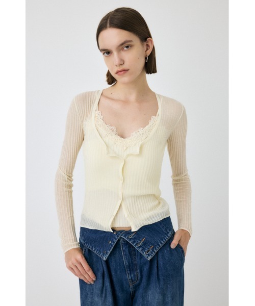 MOUSSY（マウジー） カーディガン 夏 「セットアップ対応」SHEER RIB