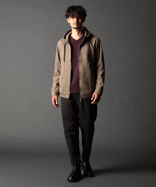 ブラウン ジップアップカバーオール NVRFRGT - 【24AW】パネルデザイン ジップアップ パーカー