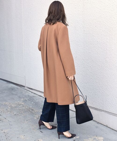 SHIPS（シップス） ノーカラーコート 38 キャメル レディース