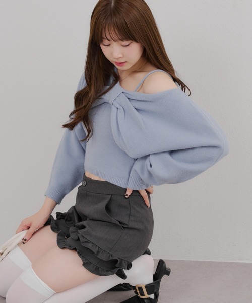 continuer de NICE CLAUP ニット セーター リボン+キャミセットニット