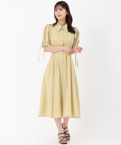 新品未使用　eco bich エコビッチ　パフスリーブ　ラッシュワンピース MISCH MASCH ワンピース 2025秋冬新作 袖リボンパフスリーブ