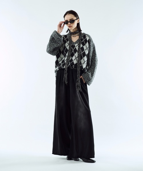 セーター ニット Argyle melange V-neck knit / アーガイルメランジV