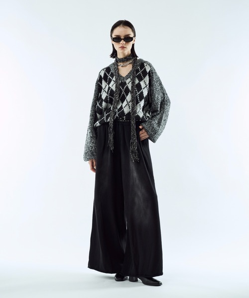 セーター ニット Argyle melange V-neck knit / アーガイルメランジV