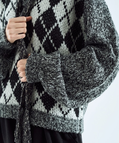 ニット/セーター INGENUOUS ARGYLE KNIT Argyle melange V-neck knit / アーガイルメランジVネックニット